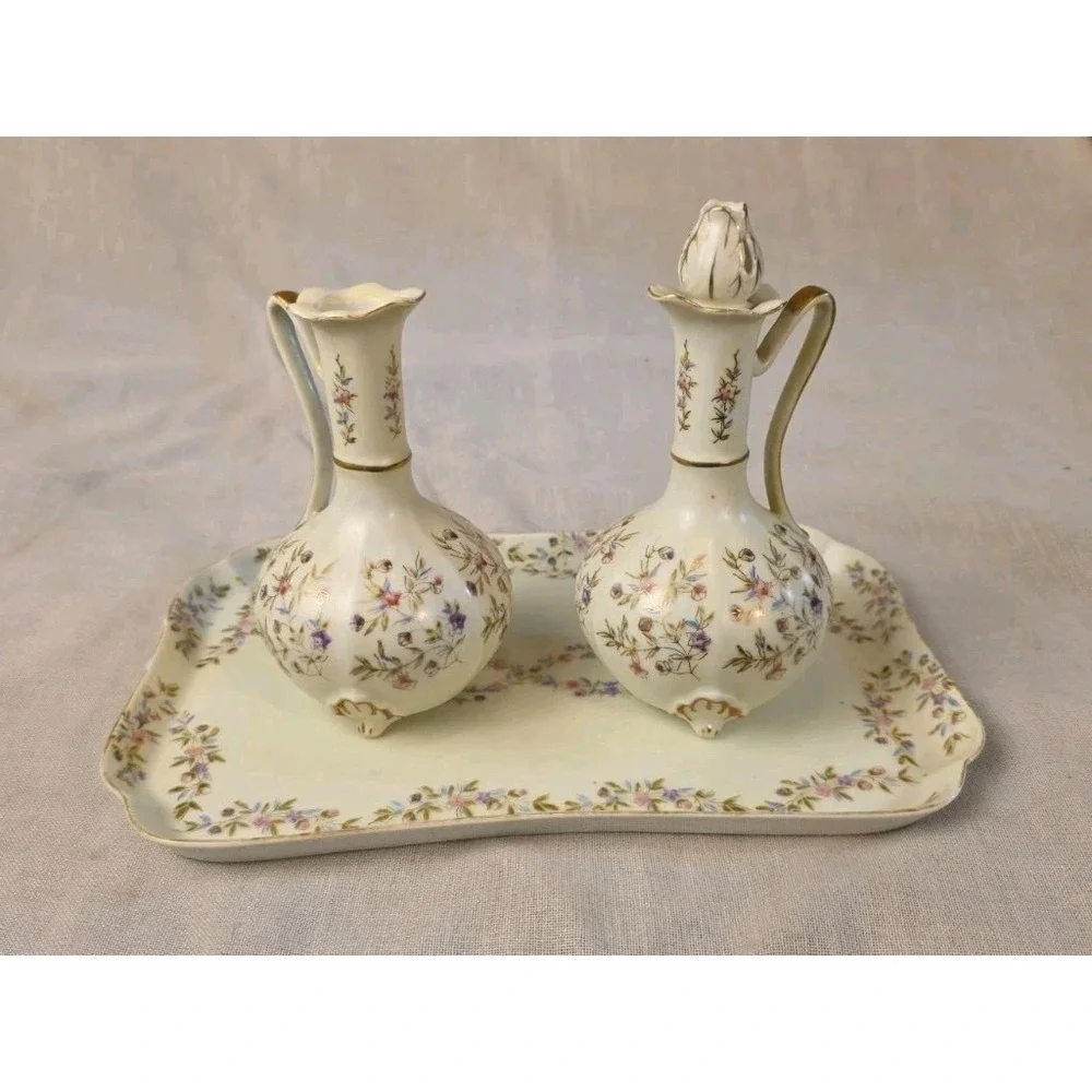 hand painted lenwile china ardalt japan Vanity Set Beautiful Missing One Stopper